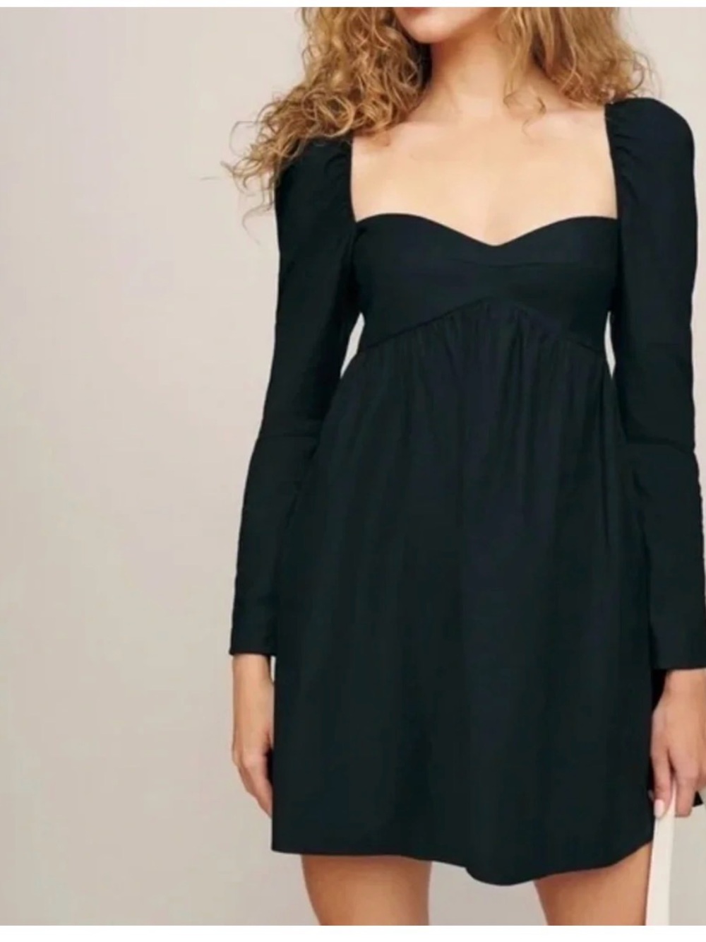 Reformation Kinzie Sweetheart Long Puff Sleeve Mini Dress